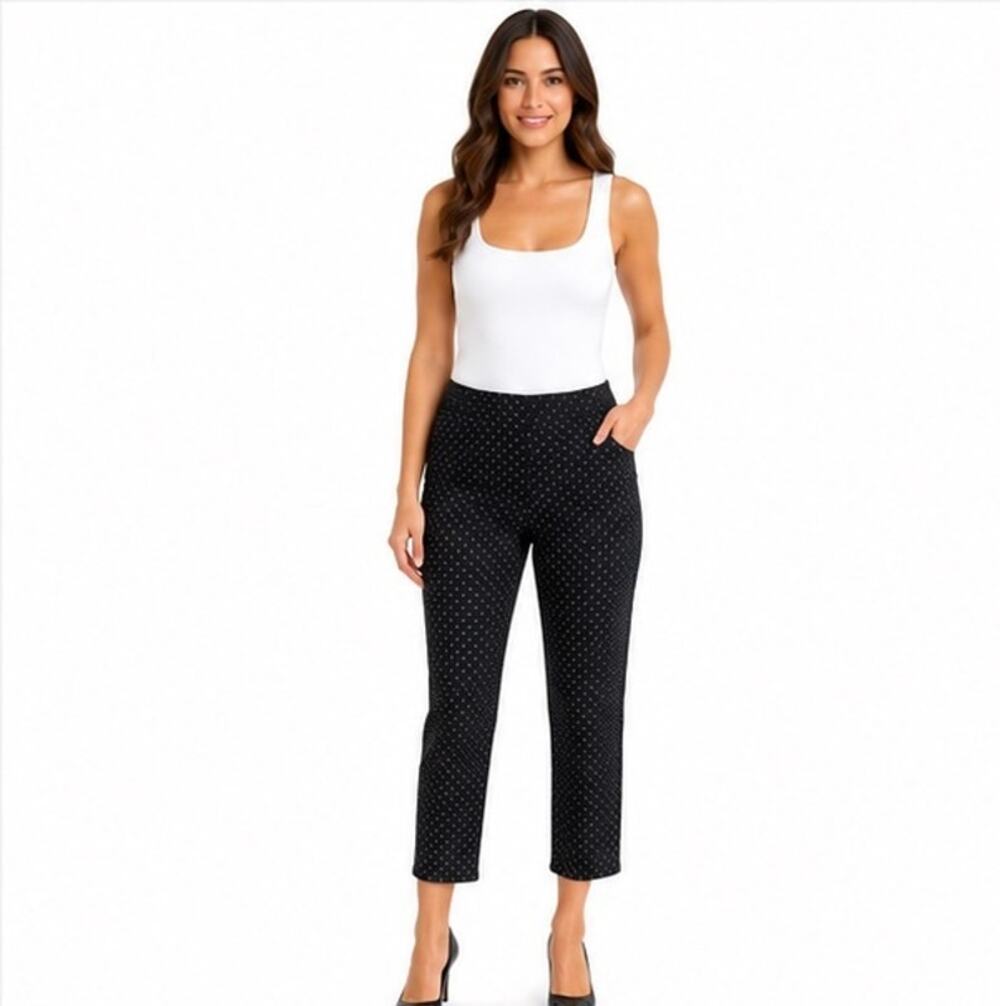 Briggs New York Women’s Size 12 Black White Polka Dot Cropped Ankle Pants